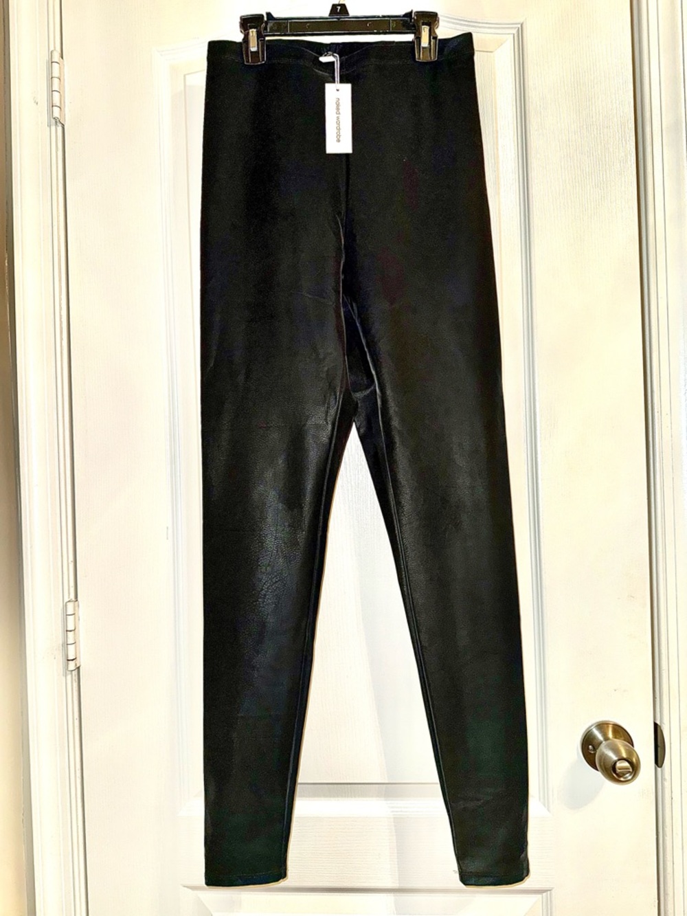 Naked wardrobe Black Faux Leather Suede Leggings